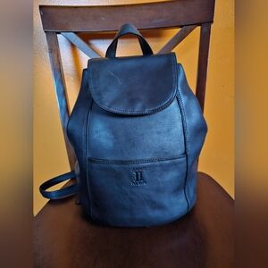 Anne Klein Vintage Black Leather Backpack Made In Korea
